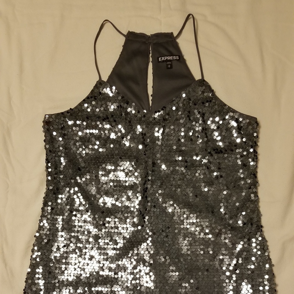 Silver sequin dress